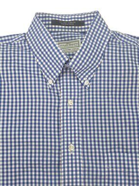 Onward Reserve Blue Gingham Button Down Shirt Mens Medium Cotton
